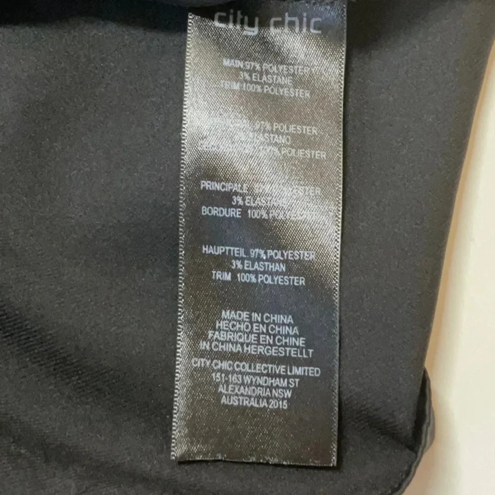 City Chic Black Satin Body with Sheer Long Sleeve Scoop Neck Blouse - Picture 10 of 10